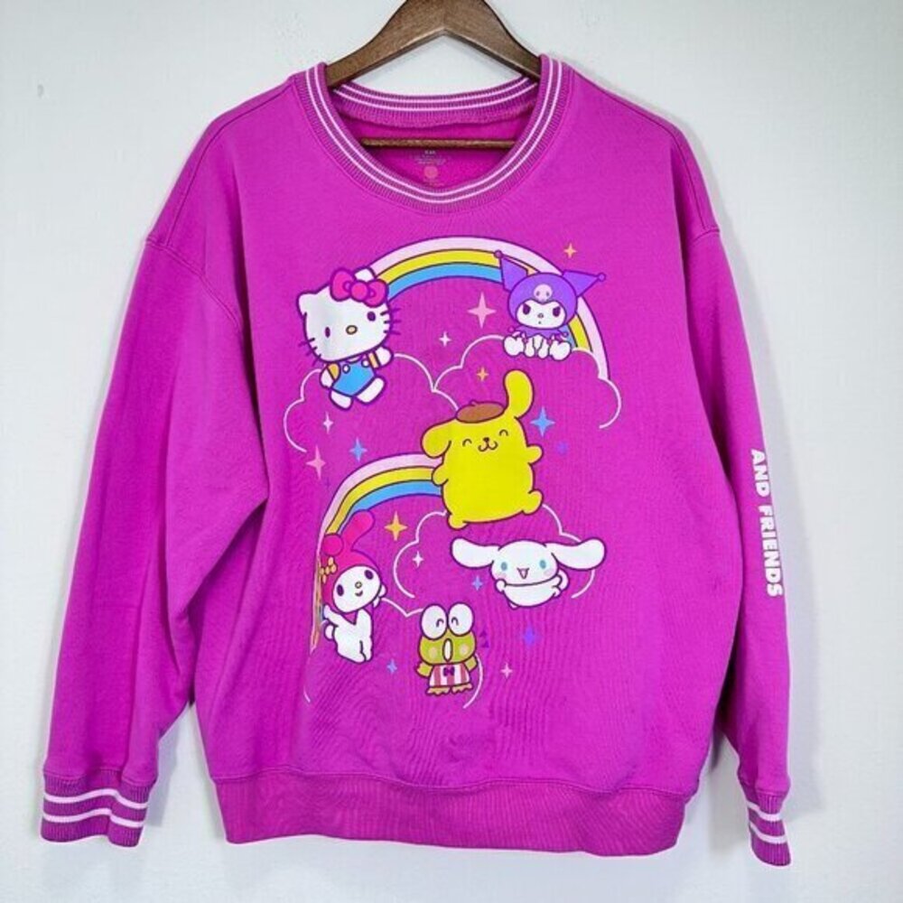 Hello Kitty and Friends Bright Pink Vibrant Graphic Sweatshirt Women's Size XXL